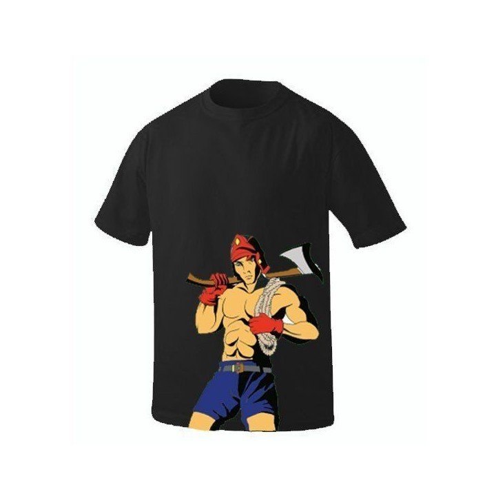 Camiseta-Bombero-Manga-negra