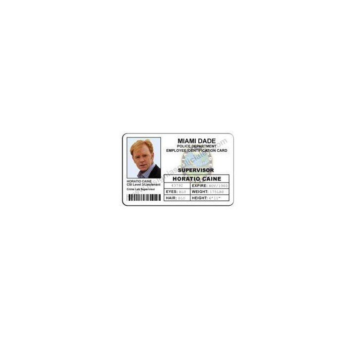 CSI MIAMI HORATIO CAINE COLLECTIBLE ID CARD