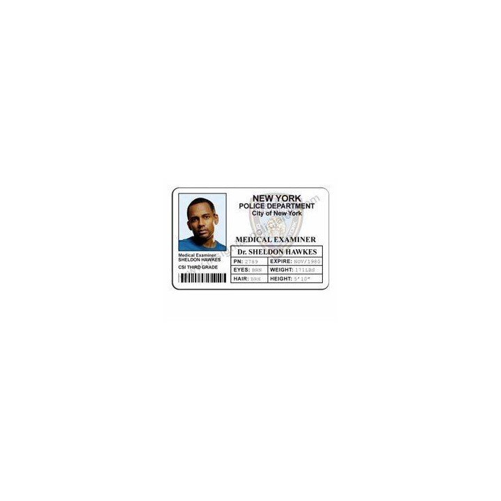 CREDENCIAL CSI NUEVA YORK AGENTE SHELDON HAWKES
