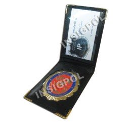 SPANISH FIREFIGHTER BADGE  LEATHER CASE