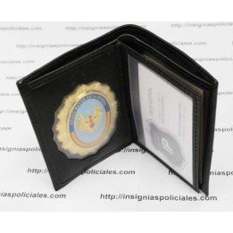 PLACA INTELIGENCIA MILITAR DE ESPAÑA CON CARTERA PORTAPLACA TIPO LIBRO