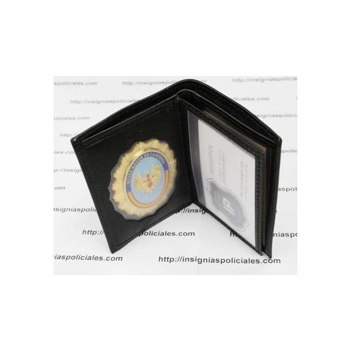 PLACA INTELIGENCIA MILITAR DE ESPAÑA CON CARTERA PORTAPLACA TIPO LIBRO
