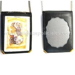 SPANISH LOCAL POLICE WITH NECK CHAIN BADGE HOLDERS